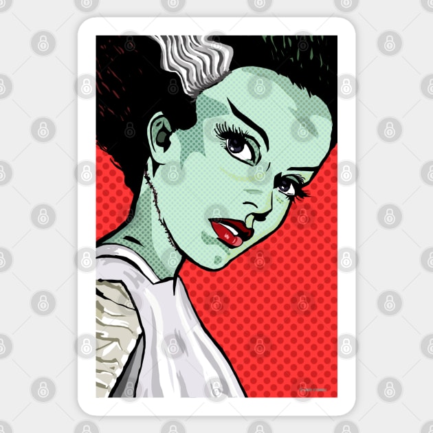 The Bride of Frankenstein Lichtenstein Sticker by FanboyMuseum